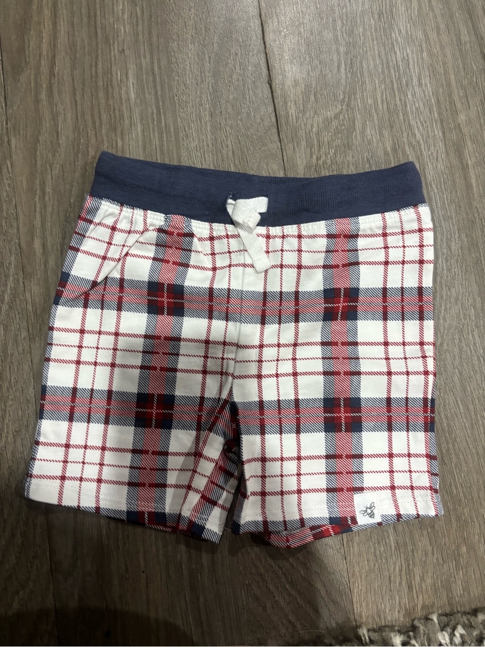 Burt's Bees Plaid Knit Shorts - Navy, Red & White